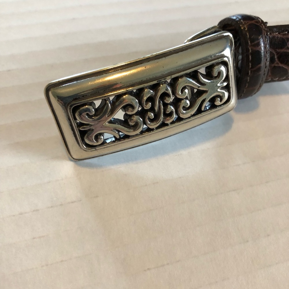Brighton Croco Brown Leather Belt.  Medium - Picture 9 of 11